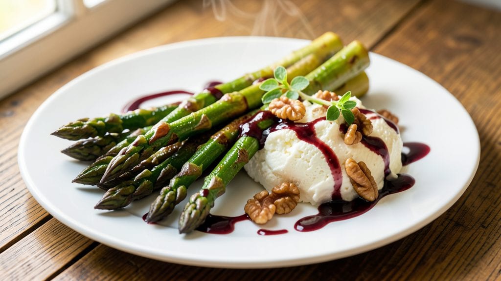Asparagus with Goat Cheese Recipe: Charred Stems and Tangy Melting Magic
