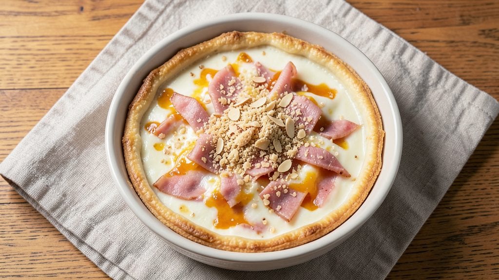 No-Crust Ham and Cheese Quiche Recipe: Crispy Herb Topping Over Silky Egg Mixture